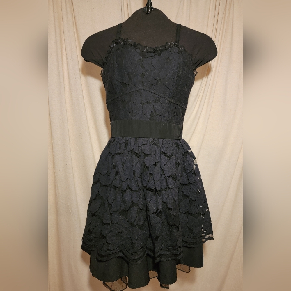 Fit & Flare Black Lace Layered Dress